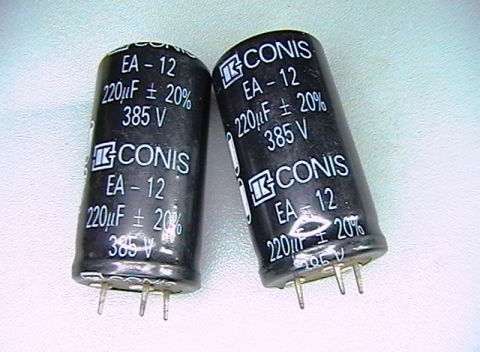 220?f/385V, 220uf capacitor,  EA-12, 3pin,  CONIS