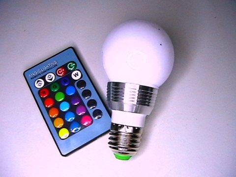 LED лампа, RGB,  E14, 7W,  дистанционно,